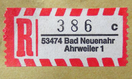 Germany - Registration Label - 386c 53474 Bad Neuenahr / Ahrweiler 1 - Look Scan - Etiquettes 'Recommandé' & 'Valeur Déclarée'