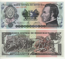 HONDURAS  5  Lempiras P85a  14.12.2000   (José Francisco Morazán Quezada + Battle Of Trinidad At Back)   UNC - Honduras