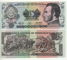 HONDURAS  5  Lempiras P85d  26.08.2004   (José Francisco Morazán Quezada + Battle Of Trinidad At Back)   UNC - Honduras