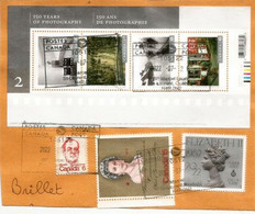 Nouveaux Timbres Canadiens (150 Ans Photographie) + Jubilé De Platine Queen Elisabeth II. Sur Fragment Lettre - Used Stamps