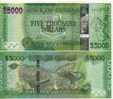 GUYANA   5'000 Dollars  P40a "REPLACEMENT"  UNC   (ND  2011 -  2018   Map + Bird On Back ) - Guyana