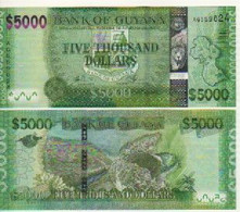GUYANA   5'000 Dollars  P40a   UNC   (ND  2011 -  2018   Map + Mountains/bird On Back ) - Guyana