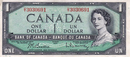 CANADA 1 DOLLAR 1954 EXF P-74b "free Shipping Via Registered Air Mail" - Canada