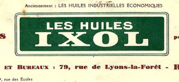 1930  HUILE  HUILES MOTEURS IXOL Rouen  AUTOS ET INDUSTRIE  Pour Fleuret Sancaize Nièvre  VOIR SCANS - 1900 – 1949