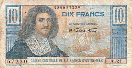 Caisse Centrale De La France D’outre Mer, 10 Francs - 1960 VG "free Shipping Via Registered Air Mail" - Andere - Amerika