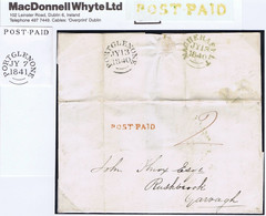 Ireland Antrim 1840 Portglenone Unframed POST-PAID, Clear Strike On Letter To Garvagh Prepaid Double - Prephilately