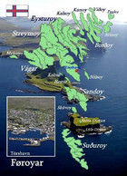Faroe Islands Country Map New Postcard * Carte Geographique * Landkarte - Faroe Islands