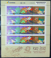 Brazil Stamp C 4059 Centenary Aerial Crossing Of The South Atlantic Airplane Ship Map 2022 Sheet - Nuevos