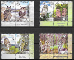 Belarus 2008 MiNr. 750 - 753  Weißrußland Owls II BIRDS BirdLife 4v+4zf  MNH** 6,00 € - Belarus