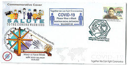 India 2020 COVID-19 ,Coronavirus , We Salute To Corona Warrior , Doctor, Virus , Mask, Cover(**) Inde Indien - Brieven En Documenten