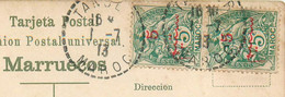 TANGER - MAROC - 1913 - PAIRE Du TIMBRE N° 28 - CARTE CUERPO DIPLOMATICO - TRES BON ETAT - Cartas & Documentos