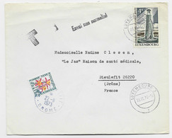 LUXEMBOURG 4FR SEUL LETTRE COVER  LUXEMBOURG 20.11.1973 + GRIFFE ENVOI NON NORMALISE TO FRANCE TAXE FLEURS 40C - Cartas & Documentos