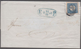 1853. 2" Rigsbankskilling. Blue. Thiele Print Very Beautiful Stamp On A Small Food-post Cover... (Michel 2II) - JF523843 - Covers & Documents