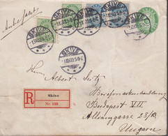 1903. DANMARK.  5 ØRE Envelope With 2 Ex 5 + Pair 20 ØRE Coat Of Arms To Budapest, Ungarn. 55... (Michel 36+) - JF523849 - Brieven En Documenten