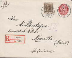 1913. DANMARK.  10 ØRE Envelope With 25 øre Frederik VIII Cancelled LØGSTØR 3.3.13 REGISTERED ... (Michel 56) - JF523851 - Storia Postale