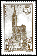 STRASBOURG - " LE GIGANTIMBRE" CARTE TIMBRE DE LA CATHÉDRALE - 1939 - IMPRESSION EN RELIEF - BRUN OLIVE - Strasbourg