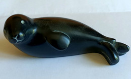 Phoque En Pierre, 10 Cm - Miniature Collection - Animal, Mammifère Marin, Noir, Sculpture - Seal - Animali