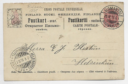 FINLAND RUSSIA UPU ENTIER CARD 10H  ILOMANTSI 1895 TO HELSINGFORS - Storia Postale