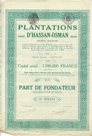 Titre De 1927 - Plantations D'Hassan-Osman - - Agricoltura