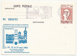 Entier CP 1,60 Philexfrance - 56eme Congrès National Fédération - 13 MARSEILLE 01 - OMEC 21 Mai 1983 - Bijgewerkte Postkaarten  (voor 1995)