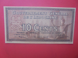 INDOCHINE 10 Cents 1939 N°85e Circuler (L.7) - Indochina