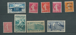 France - Lot  Yvert 215 *, 196*, 195*, 238*, Preo 30 * , 417*, 424* , 396* , 9 Val. Cote 306 Eu - Aab 29406 - Unused Stamps