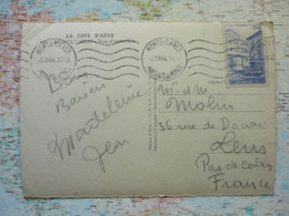 Flamme Ondulée 6/09/1946 Sur CP Monte-Carlo Vue D'ensemble - Briefe U. Dokumente