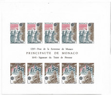 Monaco Bloc N°22a** Non Dentelé. Europa 1982. Traité De Péronne, Cote 400€. - Variétés