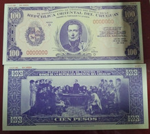 URUGUAY, P Unl 39p , 100 Pesos , L 1939 (1966) , UNC ,  PROOF COLOUR TRIAL SPECIMEN , 2 Notes Violet - Uruguay