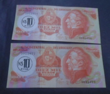 URUGUAY, P 58 , 10 Nuevo Pesos , ND 1975 , UNC Neuf  , 2 Notes - Uruguay
