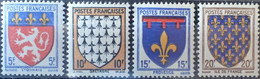 R1507/1074 - 1943 - ARMOIRIES DE PRIVINCES (I) SERIE COMPLETE - N°572 à 575 NEUFS** - Neufs