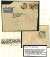 1932 Second South American Flight To Rio, Brazil, Franked Bradbury 2/6d & 1s, Tied London Airmail 1.AP.32 Double Ring C. - Otros & Sin Clasificación