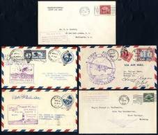 1924-30 First Flight Covers (5) From 1924 Official First Night Flight Cheyenne - Rock Springs With Cachet (scarce Leg),  - Unclassified
