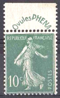 France - N° 188 - Neuf ** - "Ovules PHENA" - Semeuse Fond Plein - 1906-38 Semeuse Con Cameo