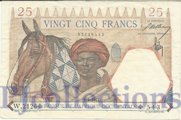 FRENCH WEST AFRICA 25 FRANCS 1942 PICK 27 VF - West African States