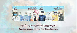 COVID-19 Pandemic CORONA VIRUS - Miniature Stamp Sheet From Qatar 2022 MNH** - Medical Health Doctor Nurse Heroes - Qatar