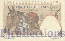 FRENCH WEST AFRICA 25 FRANCS 1942 PICK 27 XF - West African States