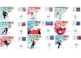 China 2022 - 9 FDC Winter Olympic Games Beijing Sports Chinese Winner Gold Medal Skiing Ice Skating Stamp - Winter 2022: Beijing