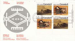 5122) History Postmark Cancel Block Indians Plains Canada FDC - Lettres & Documents