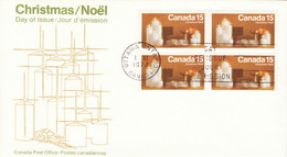 5130) History Postmark Cancel Block Christmas 1972 Canada FDC - Lettres & Documents