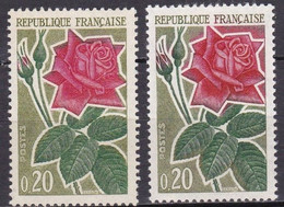 FR7330 - FRANCE – 1962 – MODERN ROSE - VARIETIES - Y&T # 1357(x2) MNH - Neufs