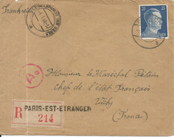 Lettre Recommandée à Monsieur Le  Maréchal De France - Chef De L'état - (vide) - 4-1-44 - 1921-1960: Periodo Moderno