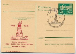 DDR P79-2-75 C24 Postkarte PRIVATER ZUDRUCK Ehrenmal Dresden Sost. 1975 - Cartes Postales Privées - Oblitérées