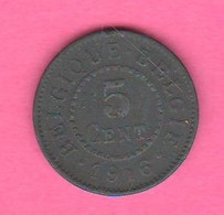 Belgio 5 Centesimi Belgique Belgie 5 Cents Germany Occupation 1 WW  Zinc Coin - 5 Cent