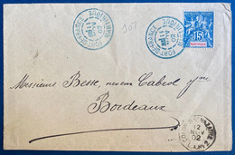 Martinique Lettre 1902 Tarif à 15c Pour Bordeaux N°36 15c Bleu Dateur Bleu De Fort De France + Ligne Colon A St Nazaire - Covers & Documents