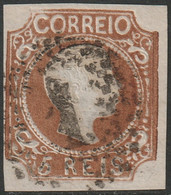 Portugal 1856 Sc 9b Mi 9 Yt 9 Used "1" (Lisboa) Cancel Yellow Brown - Gebraucht