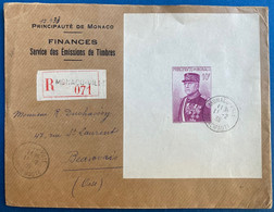 Monaco Lettre De 1938 Avec Bloc Feuillet N°1 Seul Sur Lettre Au Tarif Pour Beauvais TTB - Briefe U. Dokumente