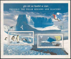 India 2009 MNH SS, Preserve Polar Regions & Glaciers, Penguins, Bear Birds Animals - Behoud Van De Poolgebieden En Gletsjers