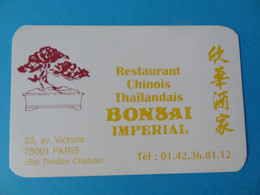 Carte De Visite Restaurant Bonsai Impérial 75 Paris - Visitenkarten