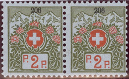Schweiz Portofreiheit Zu#2A Paar Postfrisch 2 Rp. Kl#206 Colonie Vacance Delemont (625Stk 2Rp.) - Vrijstelling Van Portkosten